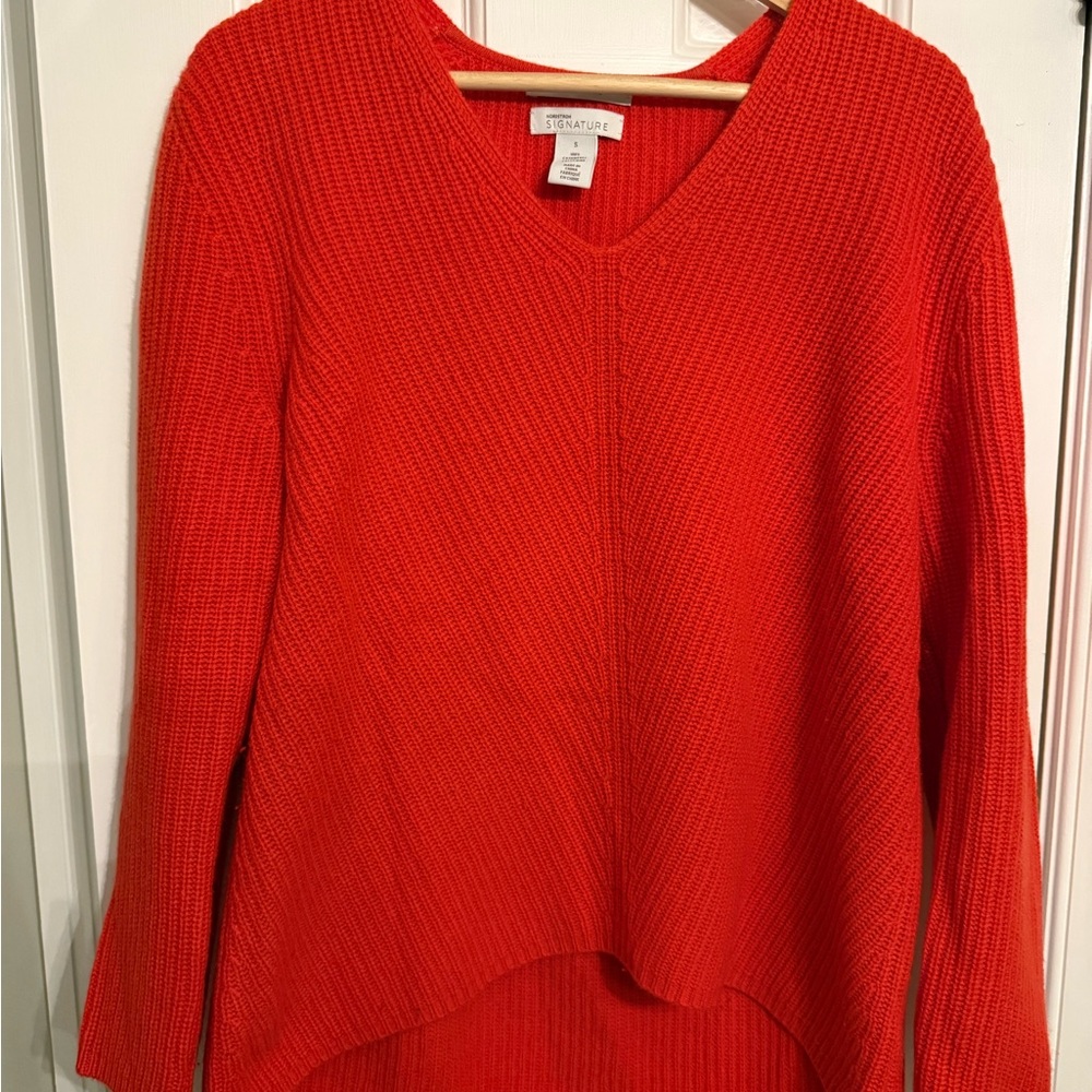 Nordstrom Women's Vibrant Red V-Neck Sweater